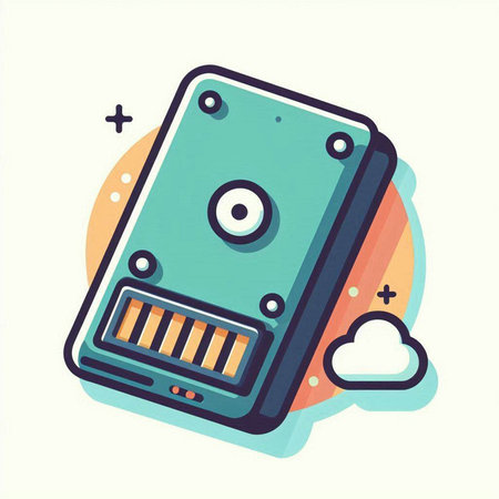 Hard disk drive vector icon in flat style. Vector illustration isolated on white background.のイラスト素材