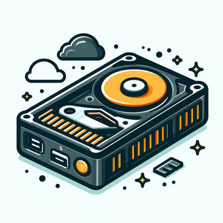 Vector isometric illustration of turntable with cloud and sun.のイラスト素材