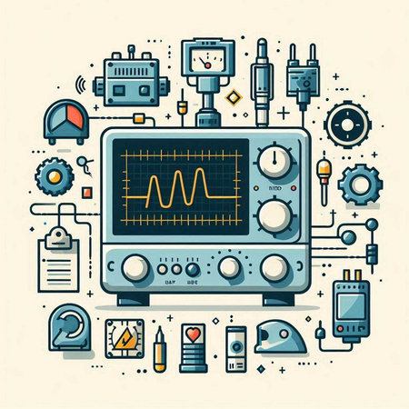 Vector modern thin line flat design illustration of electrocardiogram equipment.のイラスト素材