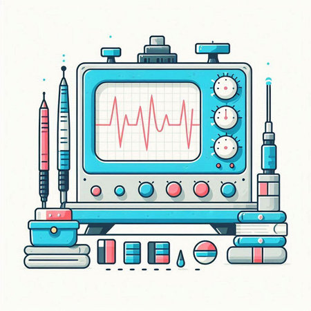 Electrocardiogram. Medical equipment. Vector illustration in flat styleのイラスト素材