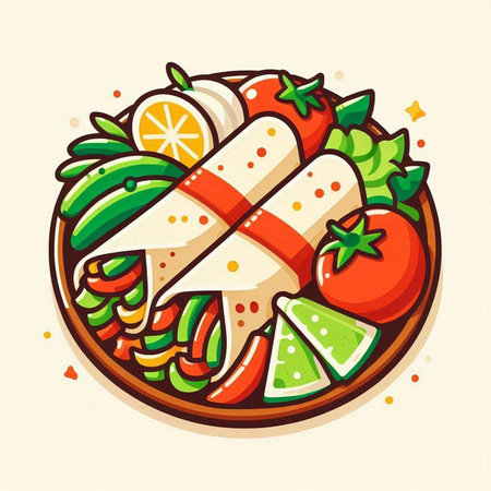 Mexican tacos. Traditional mexican fast food. Vector illustrationのイラスト素材