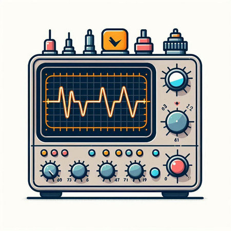 Electrocardiogram in retro style on white background. Vector illustration.のイラスト素材