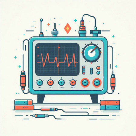 Electrocardiogram equipment. Vector illustration in thin line style.のイラスト素材