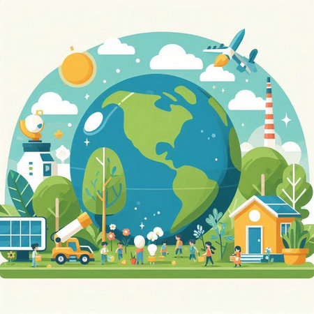 Ecology concept. Save the planet. Vector illustration in flat styleのイラスト素材