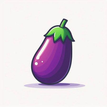 Eggplant vector illustration isolated on white background. Flat style design.のイラスト素材