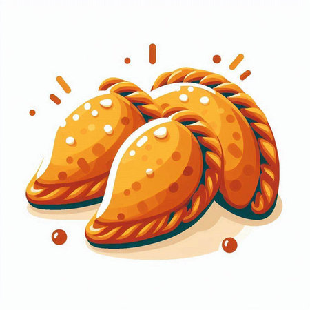 Illustration of a fresh baked dumplings on a white backgroundのイラスト素材
