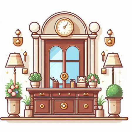 Furniture in the room. Vector illustration in flat style.のイラスト素材