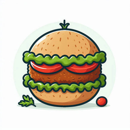 Hamburger icon on white background. Vector illustration of fast food.のイラスト素材