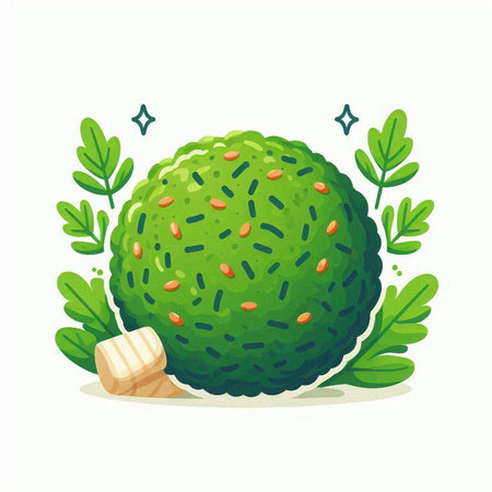 Illustration of a green bergamot on a white backgroundのイラスト素材