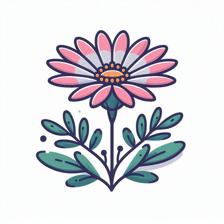 Hand drawn vector illustration of daisy flower. Isolated on white background.のイラスト素材