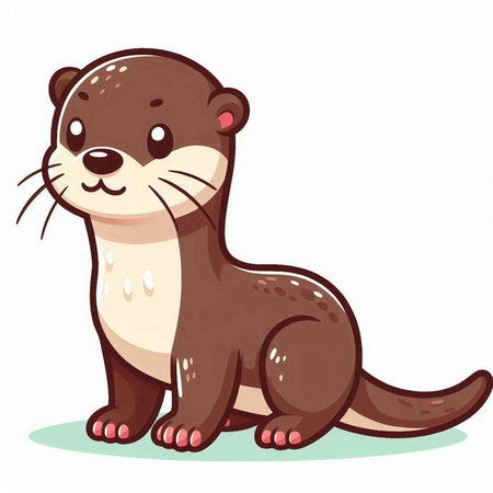 Cute cartoon otter isolated on white background. Vector illustration.のイラスト素材