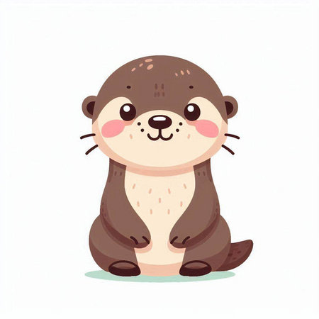 Cute otter. Cute cartoon animal. Vector illustration.のイラスト素材