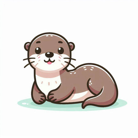 Cute otter. Vector illustration. Isolated on white background.のイラスト素材