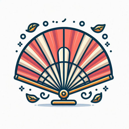 Folding fan icon. Vector hand drawn illustration in doodle style.のイラスト素材