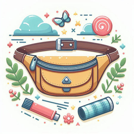 Vector illustration of a bag for travel, tourism, camping, hiking.のイラスト素材