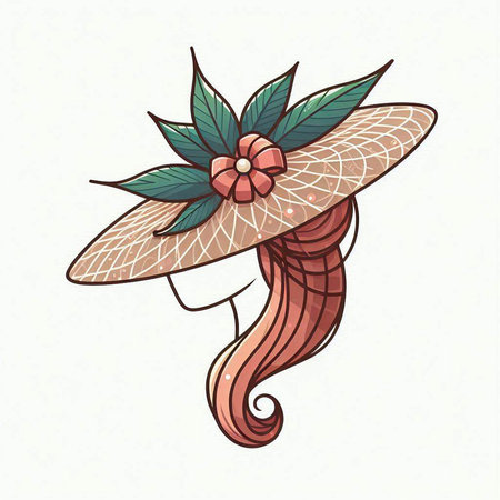 Vintage woman's hat with a flower. Vector illustration on white background.のイラスト素材