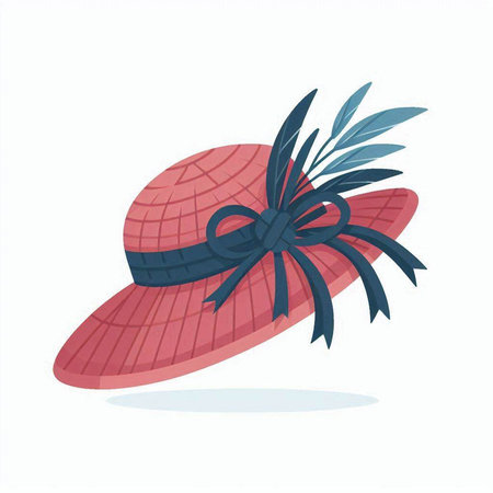 Summer hat with a bow on a white background. Vector illustration.のイラスト素材