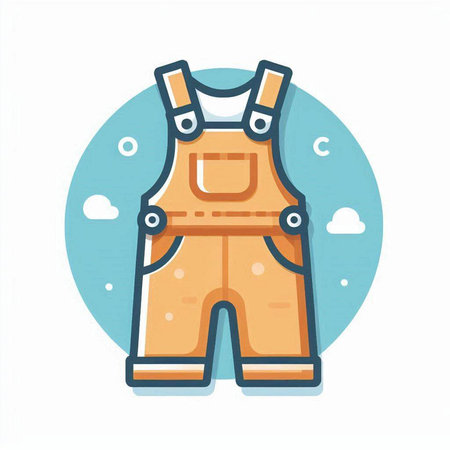 Vector illustration of work overalls in flat style isolated on white background.のイラスト素材