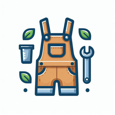 Repair and maintenance of overalls. Vector illustration in flat styleのイラスト素材