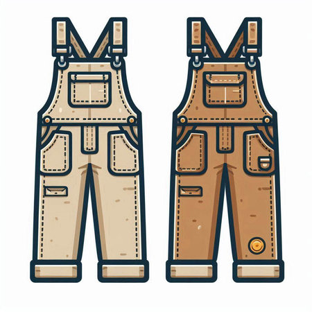 Vector illustration of a work overalls. Work overalls with pockets.のイラスト素材
