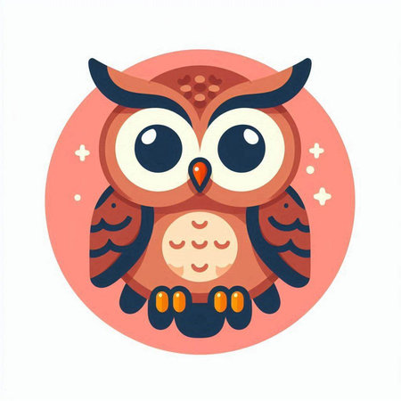 Cute cartoon owl. Vector illustration isolated on a white background.のイラスト素材