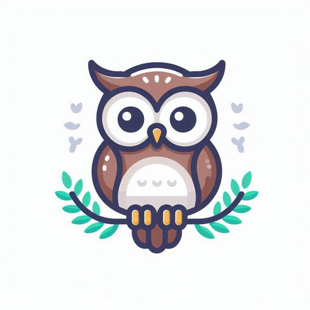 Cute cartoon owl with a wreath on his head. Vector illustration.のイラスト素材