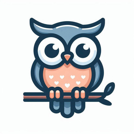 Cute owl cartoon icon isolated on white background. Vector illustration.のイラスト素材