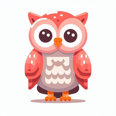 Cute cartoon owl. Vector illustration isolated on a white background.のイラスト素材