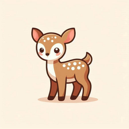 Cute cartoon fawn. Vector illustration of a cute animal.のイラスト素材