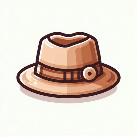 Illustration of a brown hat on a white background, vector illustrationのイラスト素材