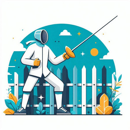 Fencing. Vector illustration in a flat style on a white background.のイラスト素材