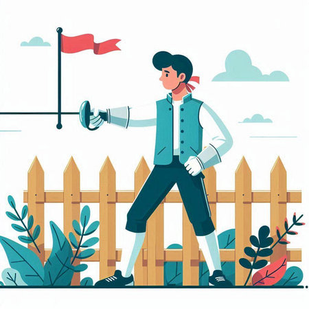 Boy in the park. Vector illustration in flat cartoon style. Isolated on white background.のイラスト素材
