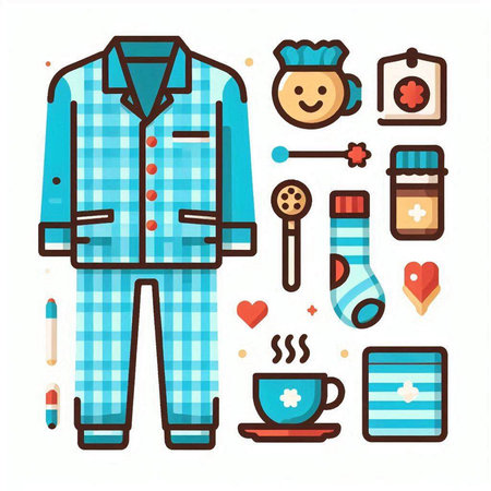Vector illustration of a set of men's clothing and accessories for sleepのイラスト素材