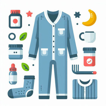 Vector illustration of a set of flat icons related to healthy lifestyle and medicine.のイラスト素材