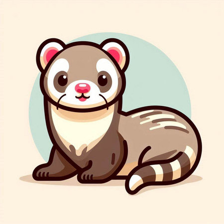 Cute ferret cartoon vector illustration. Cute otter character.のイラスト素材