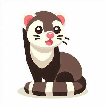 Vector illustration of a cute little ferret on a white background.のイラスト素材