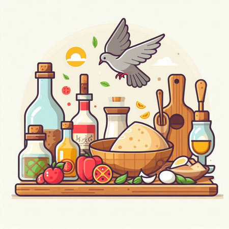 Vector illustration of food and drink. Food and drink concept. Flat designのイラスト素材