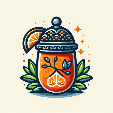 Mulled orange juice with lemon slice and mint leaves. Vector illustration.のイラスト素材
