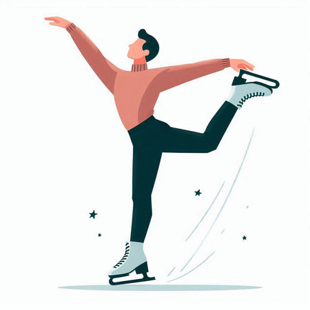 Figure skating. Vector illustration of a man figure skater on ice.のイラスト素材