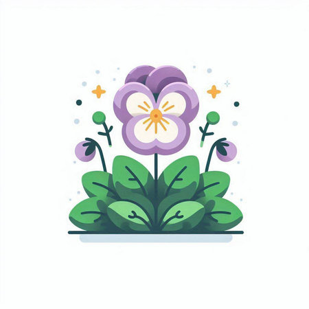 Purple flower on white background. Flat style. Vector illustration.のイラスト素材