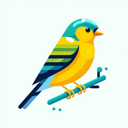 Vector illustration of a cute bird on a white background. Flat style.のイラスト素材