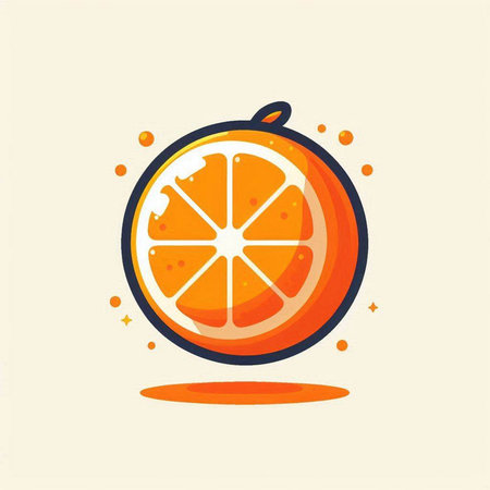 Orange fruit icon. Vector illustration in flat style. Fruit icon.のイラスト素材