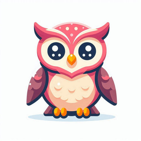 Cute cartoon owl. Vector illustration. Isolated on white background.のイラスト素材