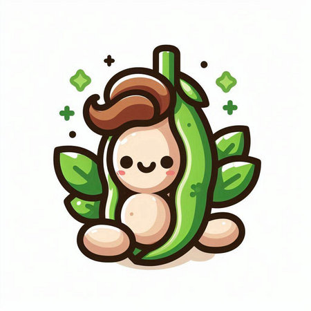 Cute Pea Mascot Character. Vector Illustration.のイラスト素材