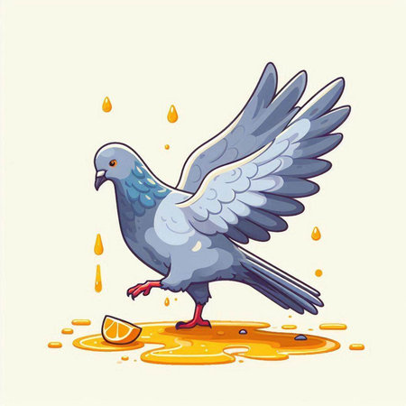 Pigeon with drops of water and lemon. Vector illustration.のイラスト素材