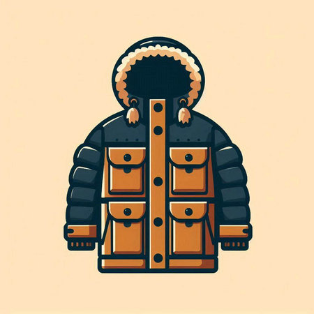 Vector illustration of a winter coat with a hood in retro style.のイラスト素材