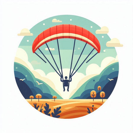 Paraglider flying in the sky. Vector flat illustration.のイラスト素材