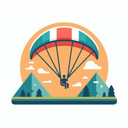 Paraglider flying in the sky. Paragliding concept.のイラスト素材