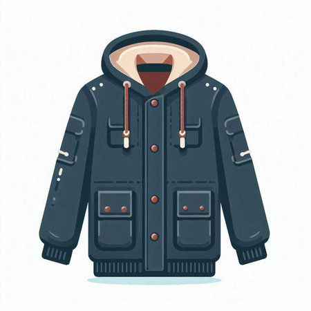 Winter jacket. Vector illustration isolated on white background. Cartoon style.のイラスト素材