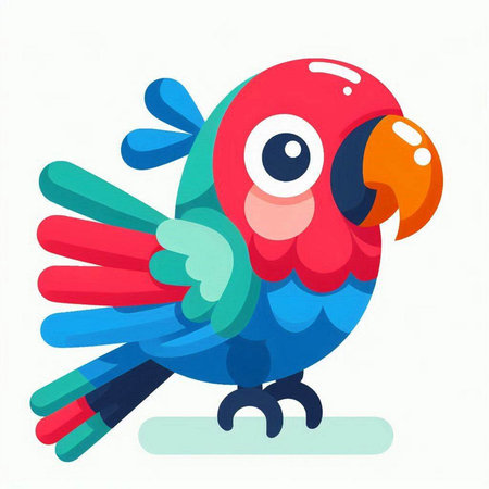 Cartoon parrot isolated on a white background. Vector illustration.のイラスト素材